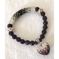 561 bracelet amour de soi améthyste, swarovski noir et blanc